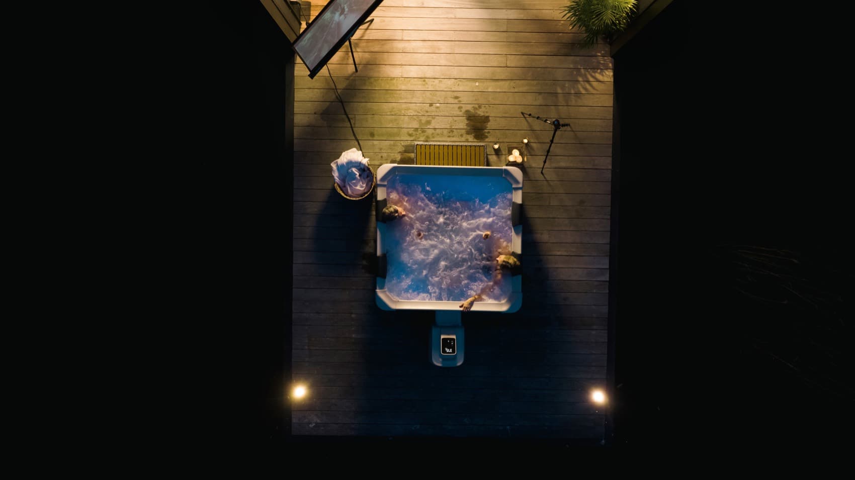 A portable spa set up outdoors in New Zealand